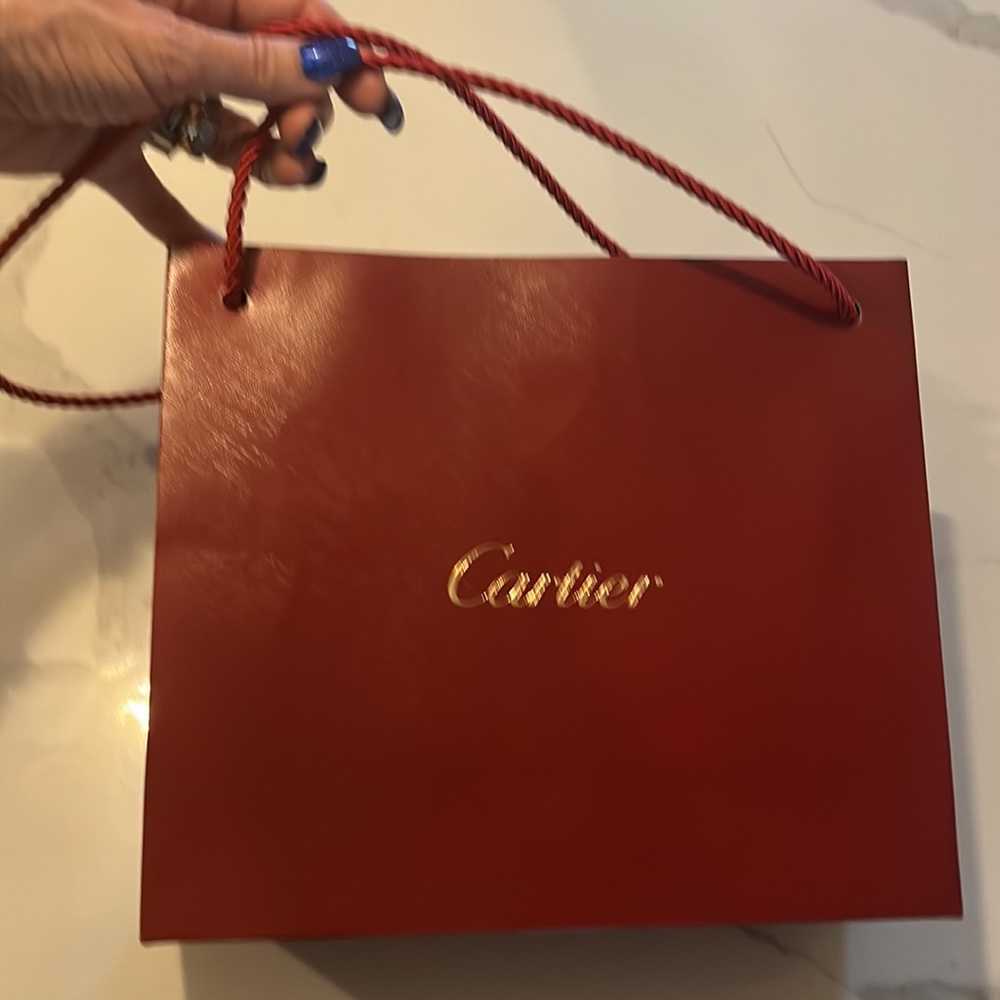 Cartier Classic Red Gift  Bag 9” x 10” x 3.5” w/ wrapped corded handle
